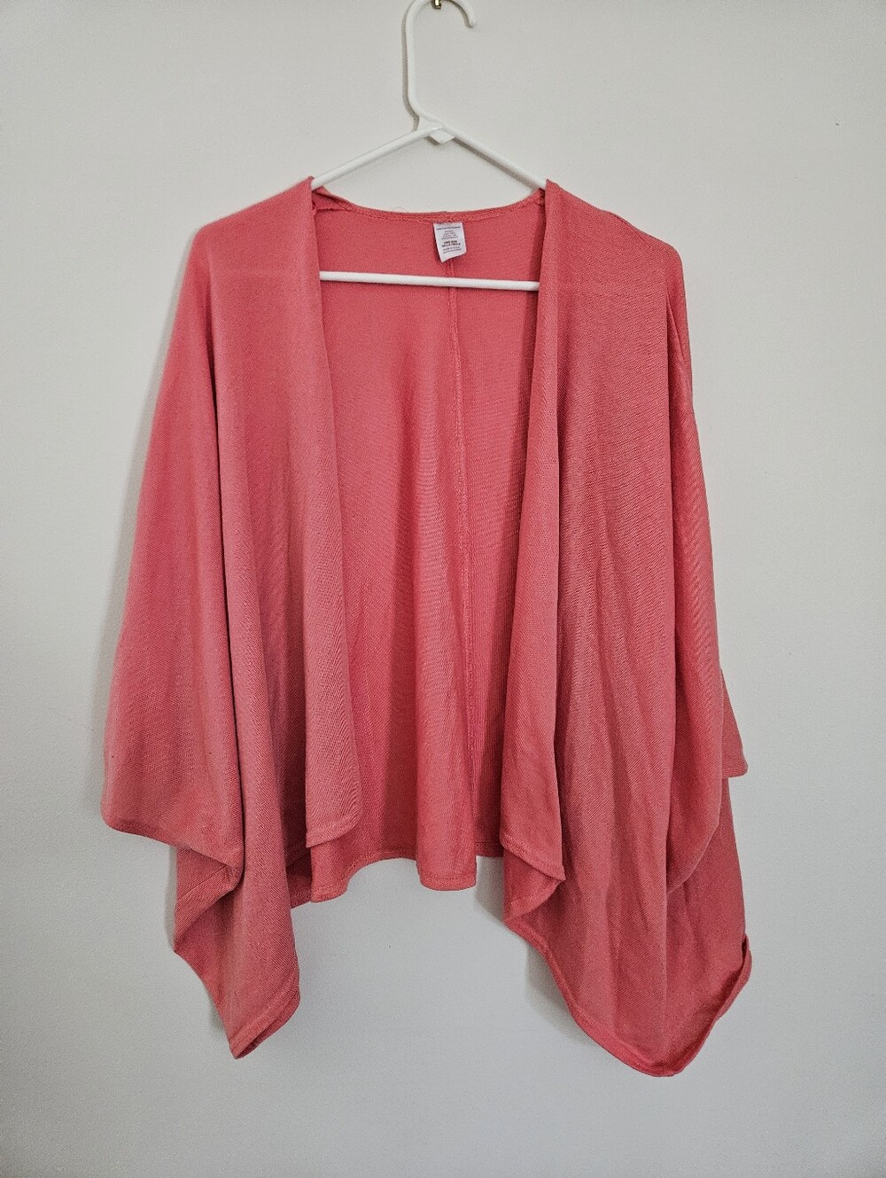 5/$30 Terra & Sky Soft Peachy-Pink Oversized Open Front Shoulder Wrap: OSFM